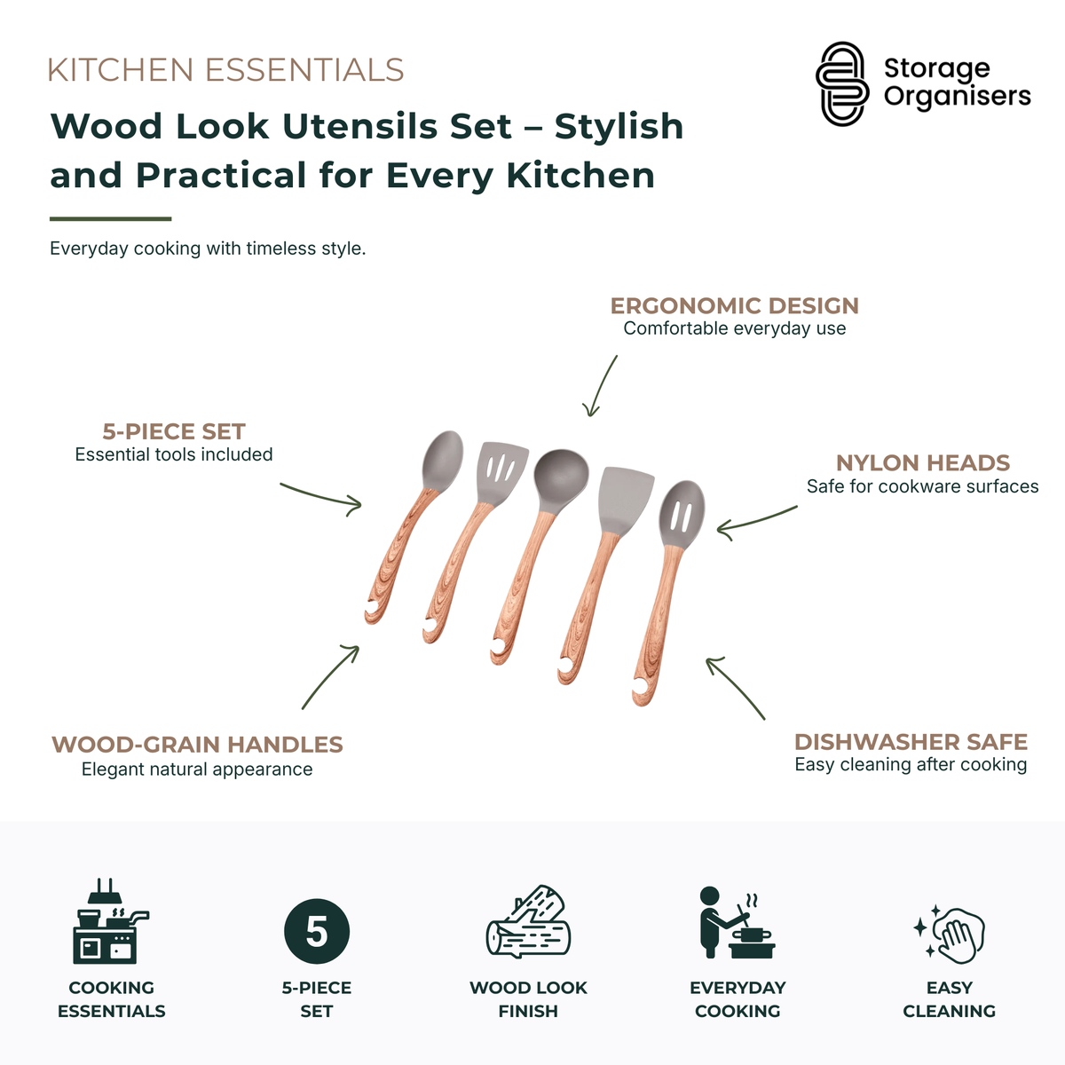 Wood Look Utensils Set – Stylish and Practical for Every Kitchen